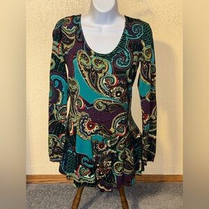 Boston Proper Multicolor Paisley Long Sleeve Top